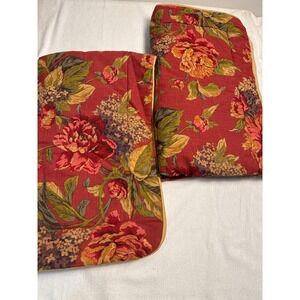 Croscill King Floral Pillow Shams Set 2 Serena Red Gold Farmhouse Cottage Rose